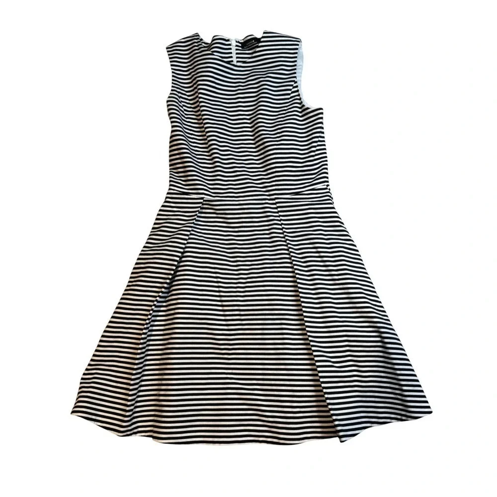 Kate Spade Saturday Black White Stripe Fit Flare Sleeveless Dress Size‎ 2